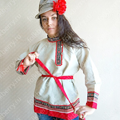 Косоворотка женская, небеленый лен- фото 1