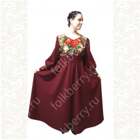 Платье Божена, красное, зеленое, длинное- фото 1