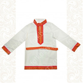 Рубаха Обряд, белый лен с красным- фото 1