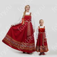 Сарафан с блузой Россея, габардин и хлопок, красный